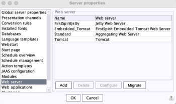 Configuration of web servers