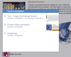 FS_BUTTON implementation: creating a new section including template selection
