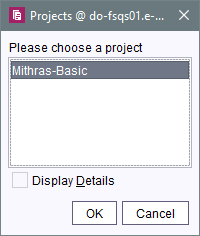 Project selection window