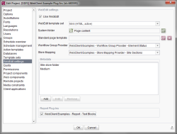 WebEdit settings in Server and Project Configuration