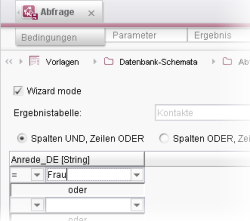 Query, tab conditions