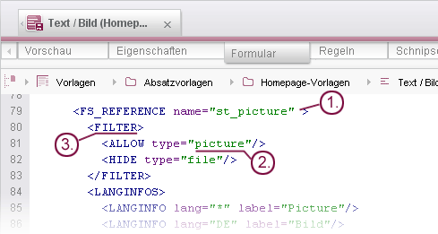 Code completion schema