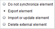 Menu providing synchronization actions