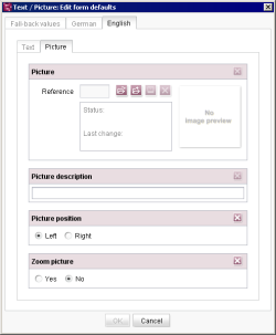 Dialog for maintaining default values