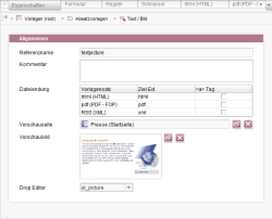 Absatzvorlage, Register Eigenschaften, Allgemein