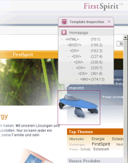 Template Inspector in der Vorschau