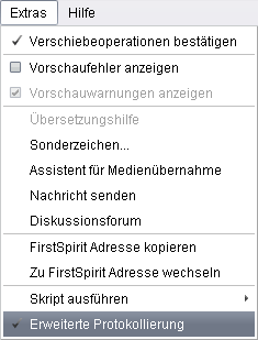 Extras - Erweiterte Protokollierung aktivieren